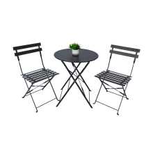 Foldable Outdoor Set Round Table and Slat Chairs